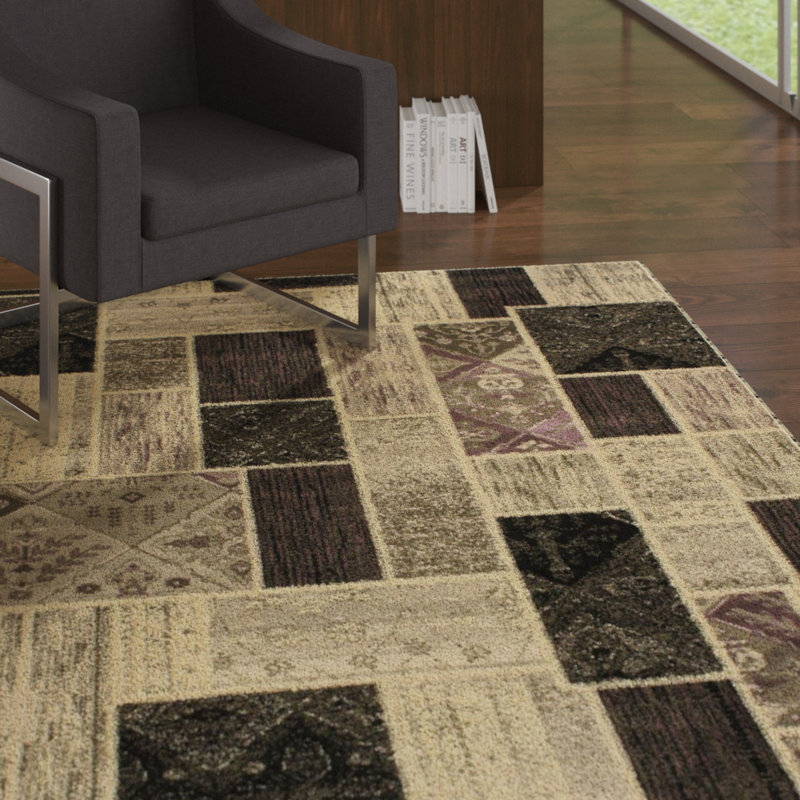 Ebern Designs Luanne Plaid Gray/Beige Area Rug Wayfair